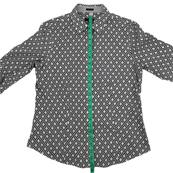 Talbots Blue White Wrinkle Resistant Contrast Sleeve Blouse Size 4 Women's - Picture 9 of 10